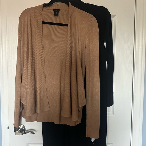 Set of 2 Office Work Cardigans Ann Taylor Banana Republic Camel and Black | XS S - Picture 8 of 10